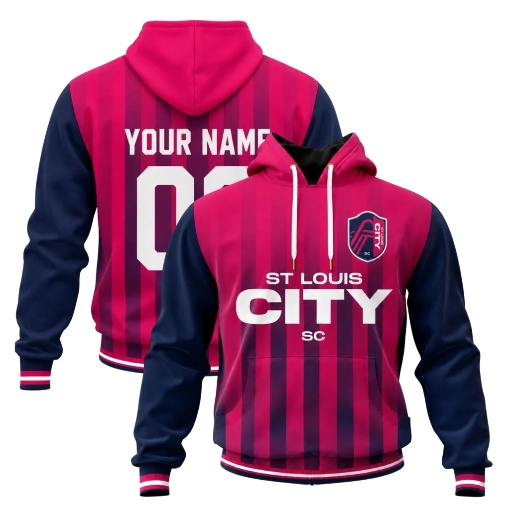 St Louis CITY Custom Hoodie Dynamic Red Navy Style
