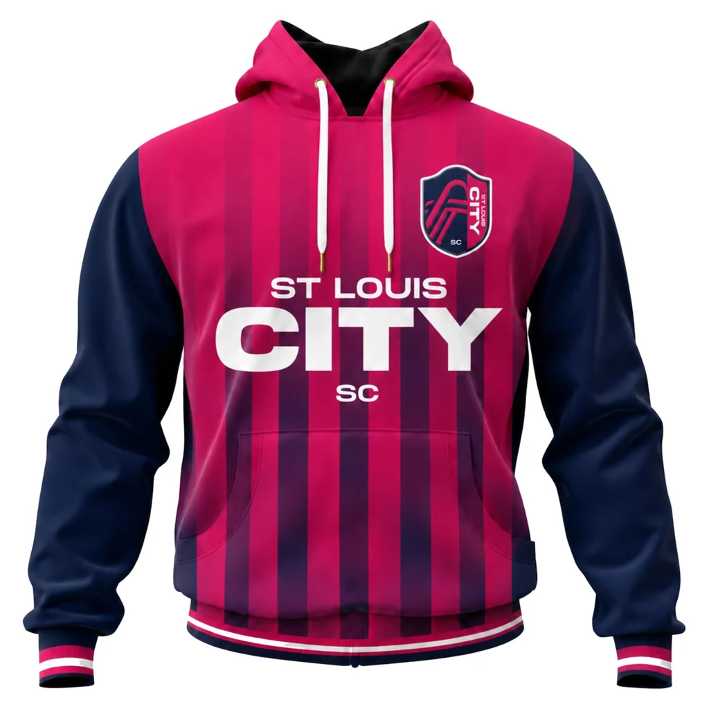 St Louis CITY Custom Hoodie Dynamic Red Navy Style