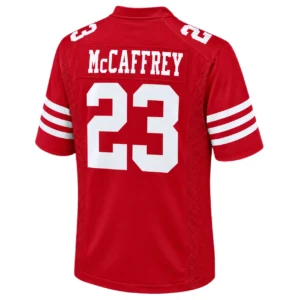 49ers Christian McCaffrey Scarlet Jersey Bold Home Game