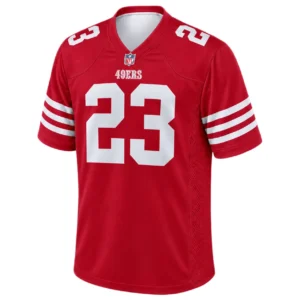49ers Christian McCaffrey Scarlet Jersey Bold Home Game
