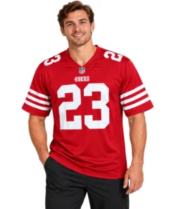 49ers Christian McCaffrey Scarlet Jersey Bold Home Game