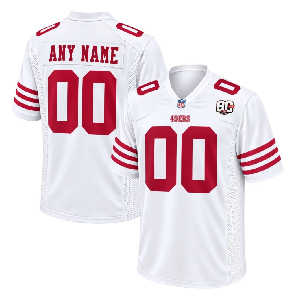 49ers White 80th Anniversary Jersey Dynamic Game Style
