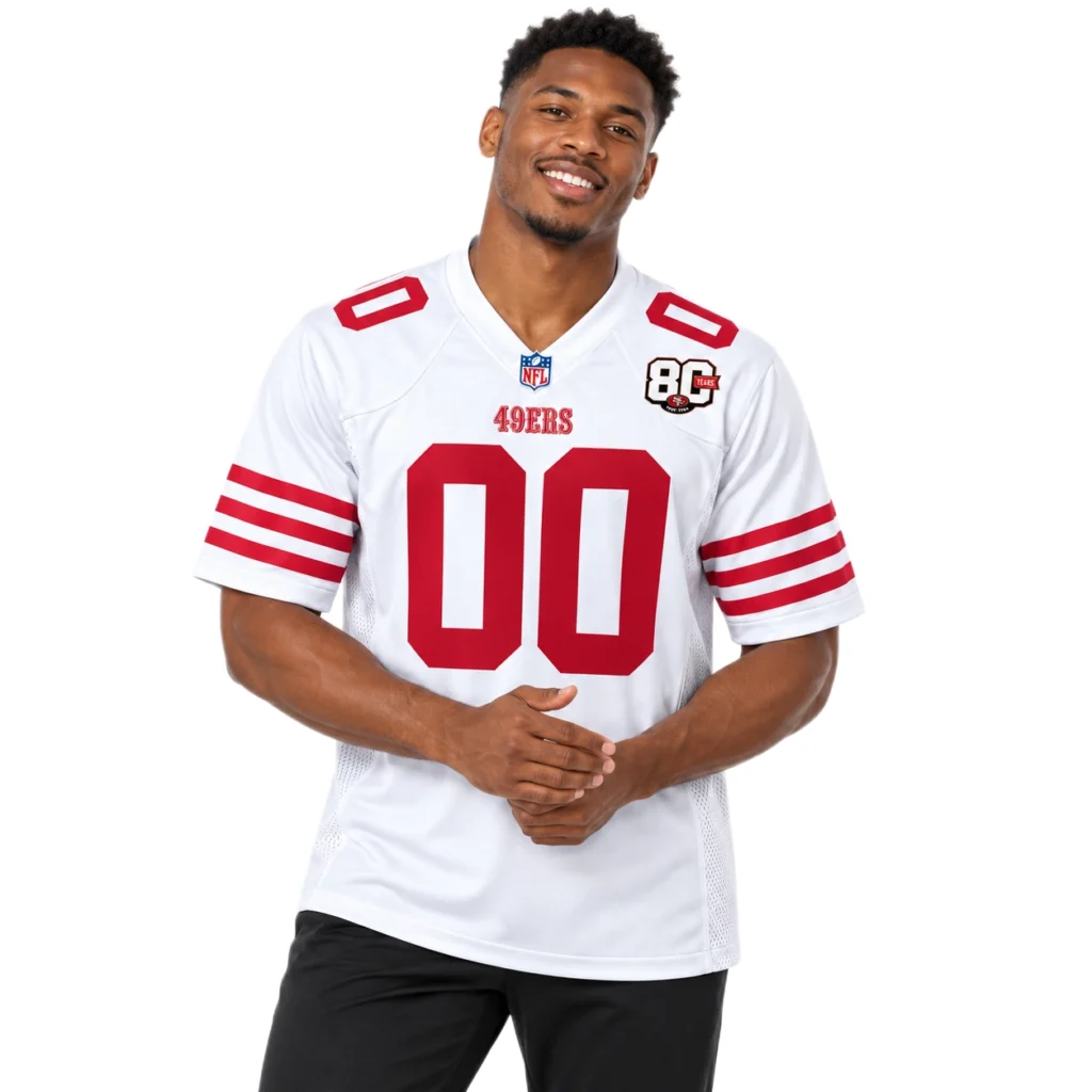 49ers White 80th Anniversary Jersey Dynamic Game Style