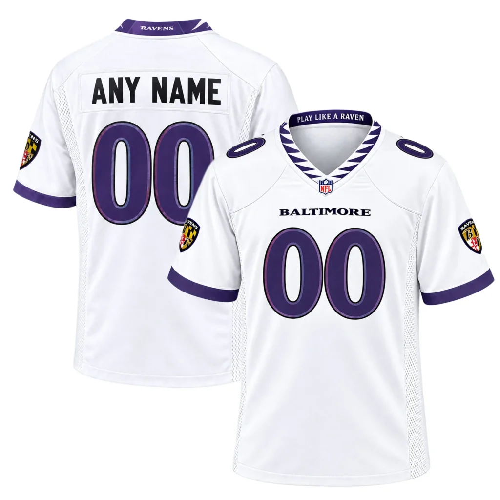 7XL Custom Baltimore Ravens White Jersey Fan Gift Energetic