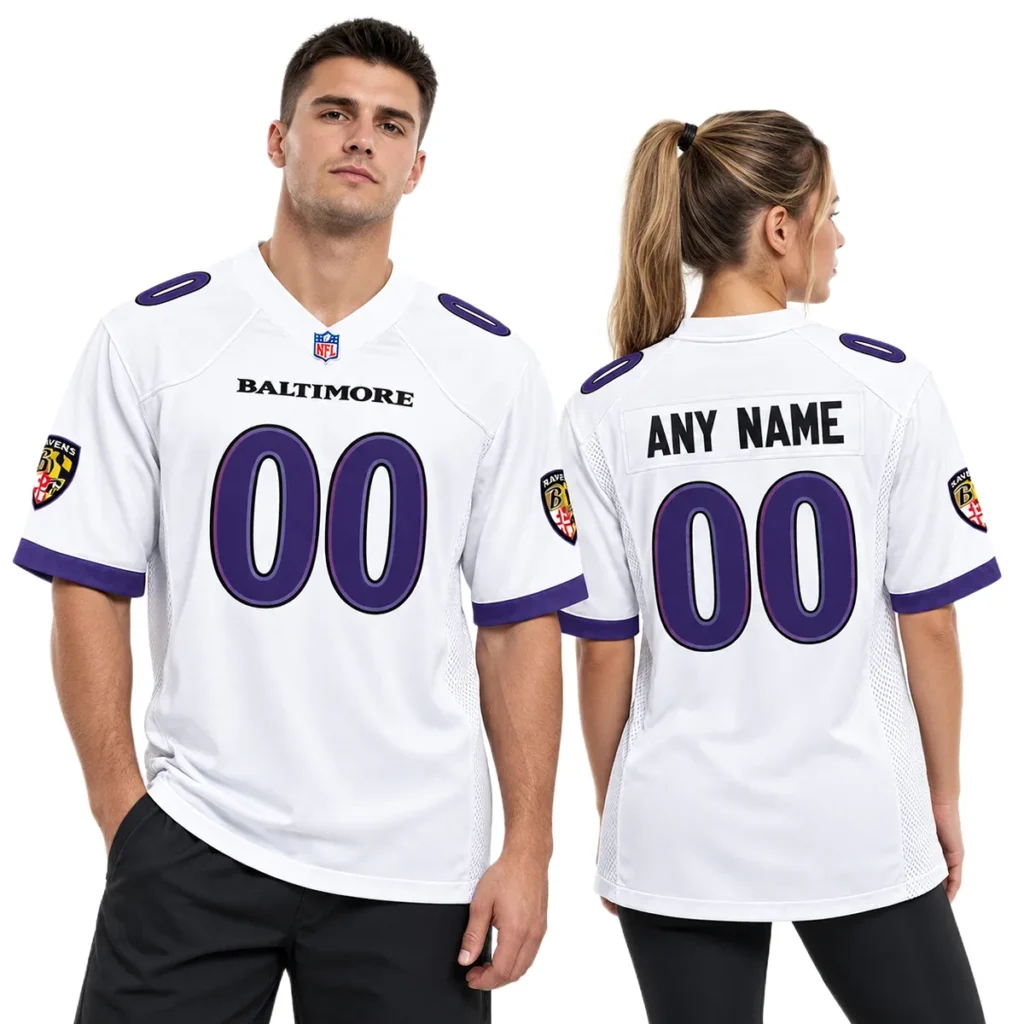 Baltimore Ravens White Custom Jersey Game Day Dynamic