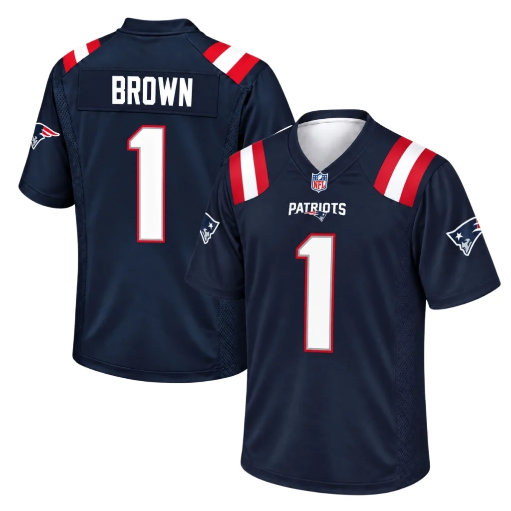 AJ Brown Patriots Jersey Bold Navy Gameday