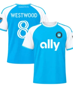 Ashley Westwood Blue Jersey Vibrant Custom Charlotte FC Player 2026