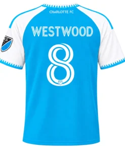 Ashley Westwood Blue Jersey Vibrant Custom Charlotte FC Player 2026