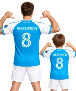 Ashley Westwood Blue Jersey Vibrant Custom Charlotte FC Player 2026