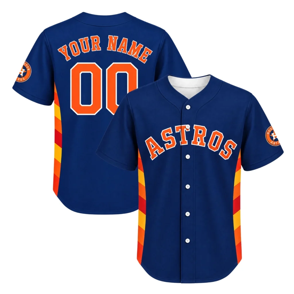 Astros Navy Baseball Jersey Vibrant Colorblock Style