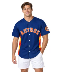 Astros Navy Baseball Jersey Vibrant Colorblock Style