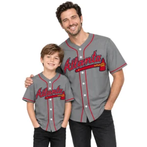 Atlanta Braves Grey Jersey Custom Bold Fan Style
