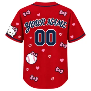 Atlanta Braves Hello Kitty Jersey Custom Bold Red Baseball Style