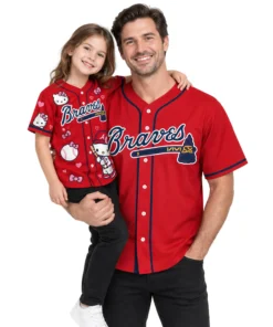 Atlanta Braves Hello Kitty Jersey Custom Bold Red Baseball Style