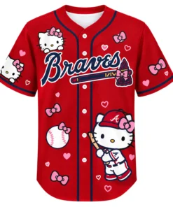 Atlanta Braves Hello Kitty Jersey Custom Bold Red Baseball Style