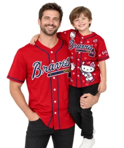 Atlanta Braves Hello Kitty Jersey Custom Bold Red Baseball Style