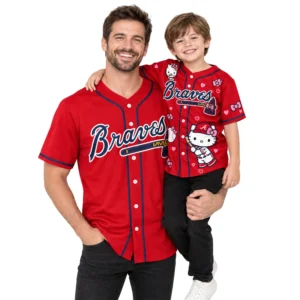 Atlanta Braves Hello Kitty Jersey Custom Bold Red Baseball Style