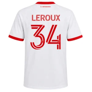 Beau Leroux SJ Earthquakes Home White Jersey – Pride Edition