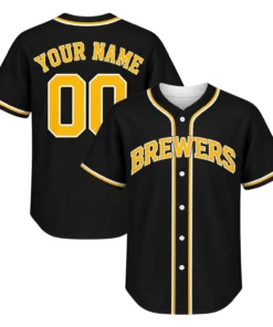 Brewers Black Baseball Jersey Strong Fan Design