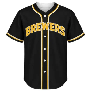 Brewers Black Baseball Jersey Strong Fan Design