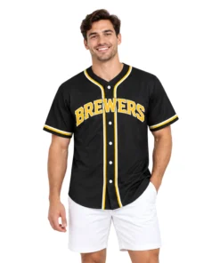 Brewers Black Baseball Jersey Strong Fan Design