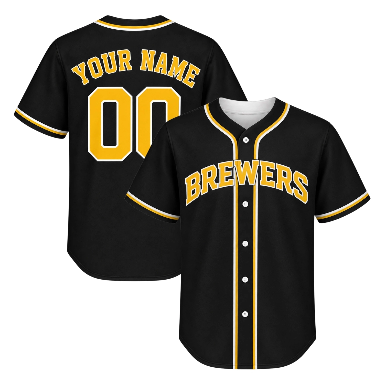 Brewers Black Baseball Jersey Strong Fan Design