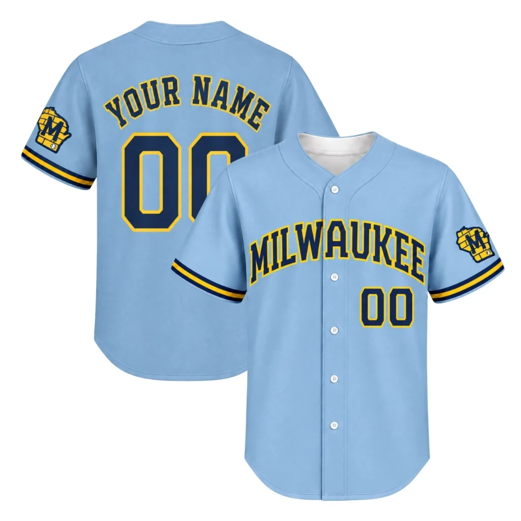 Brewers Powder Blue Jersey Bold Custom Style