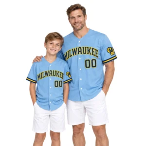 Brewers Powder Blue Jersey Bold Custom Style