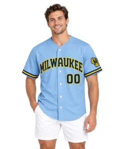 Brewers Powder Blue Jersey Bold Custom Style