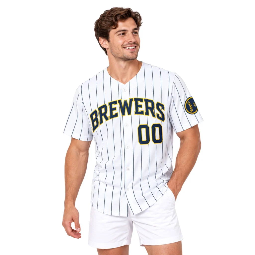 Brewers White Pinstripe Jersey Bold Alternate Home