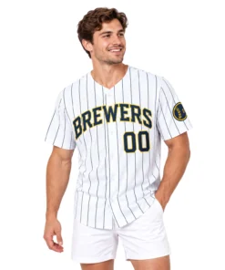 Brewers White Pinstripe Jersey Bold Alternate Home