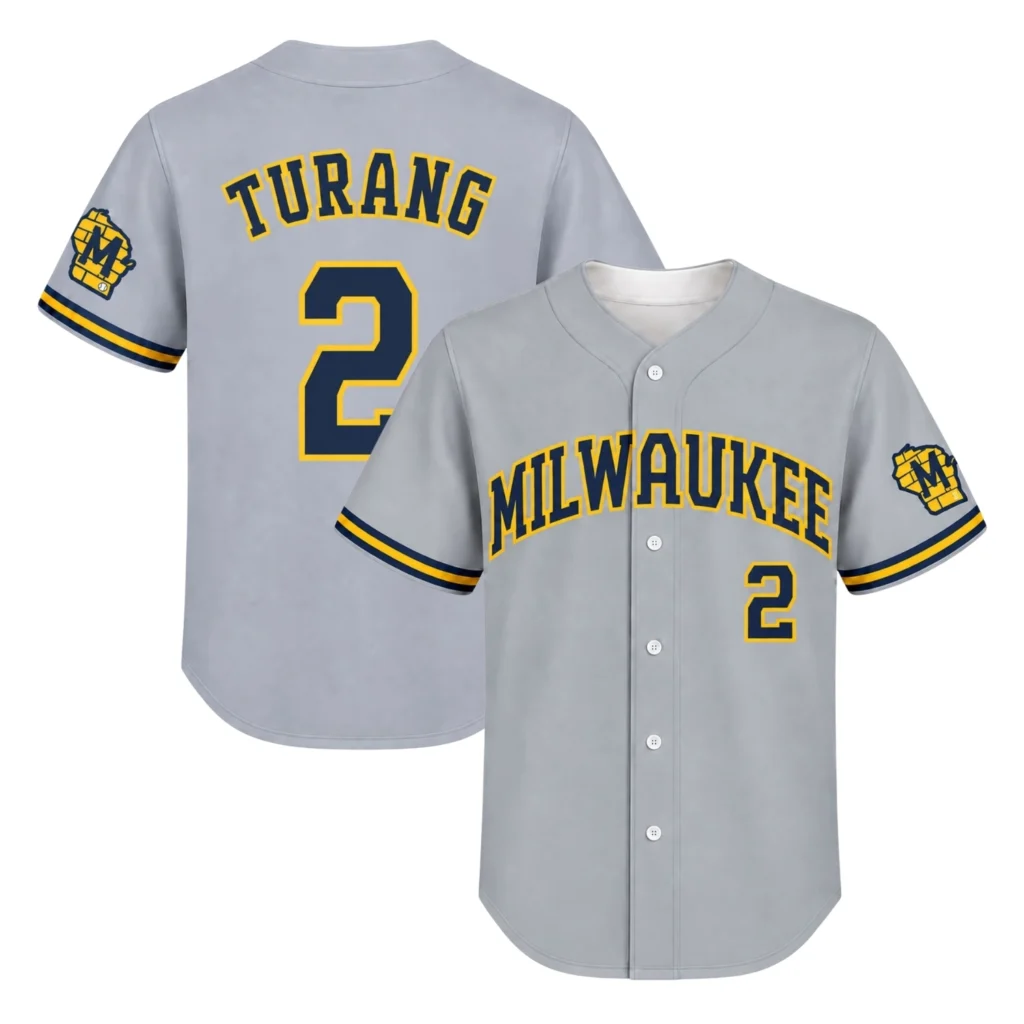 Brice Turang Brewers Gray Jersey Elite Away Style