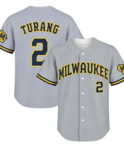 Brice Turang Brewers Gray Jersey Elite Away Style