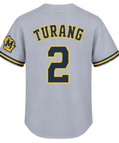 Brice Turang Brewers Gray Jersey Elite Away Style