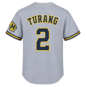 Brice Turang Brewers Gray Jersey Elite Away Style