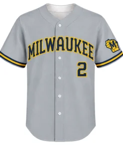 Brice Turang Brewers Gray Jersey Elite Away Style