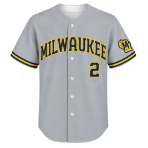 Brice Turang Brewers Gray Jersey Elite Away Style