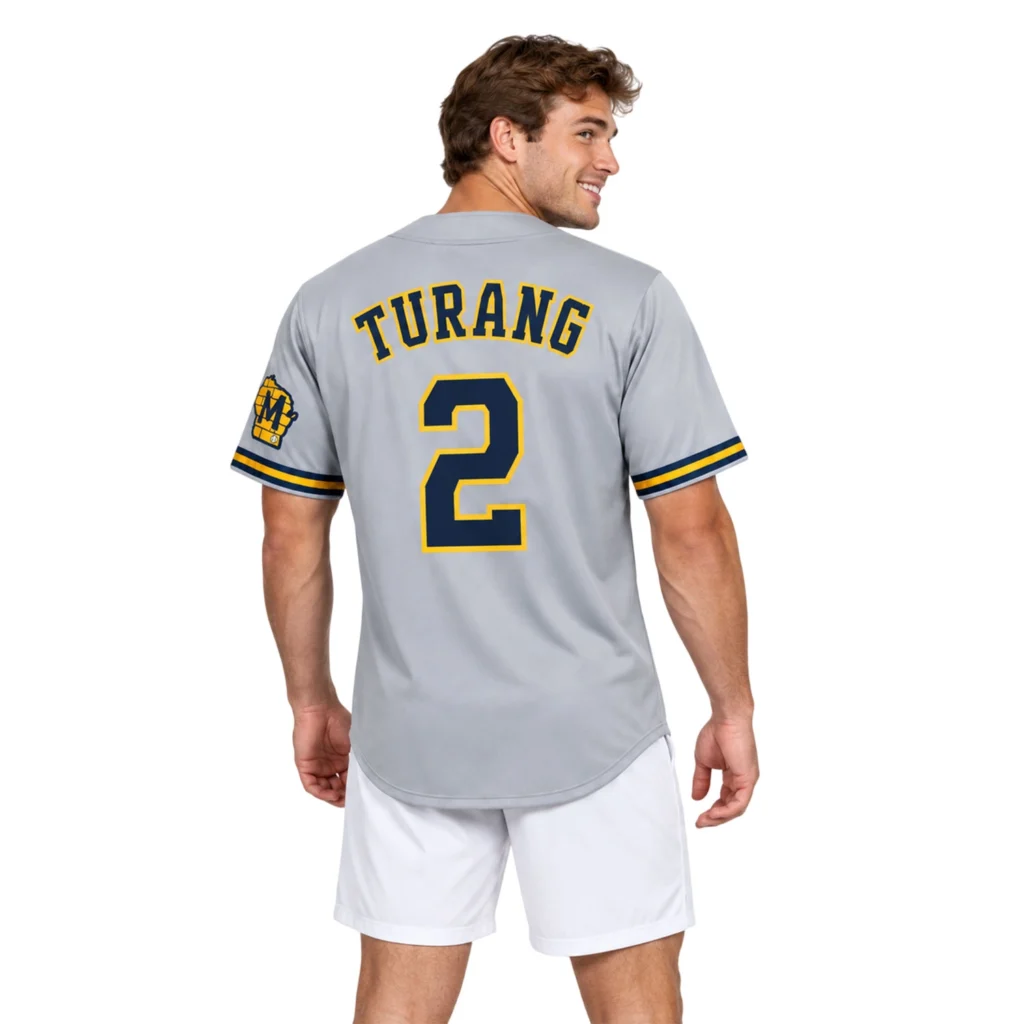 Brice Turang Brewers Gray Jersey Elite Away Style