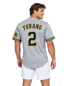 Brice Turang Brewers Gray Jersey Elite Away Style