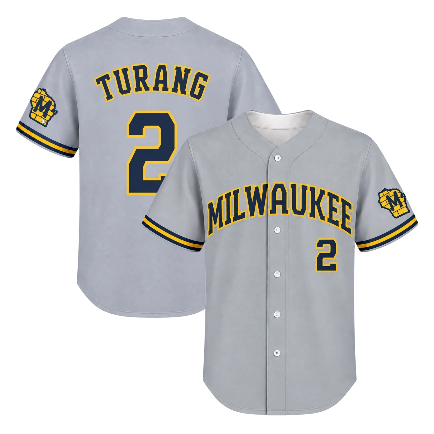 Brice Turang Brewers Gray Jersey Elite Away Style