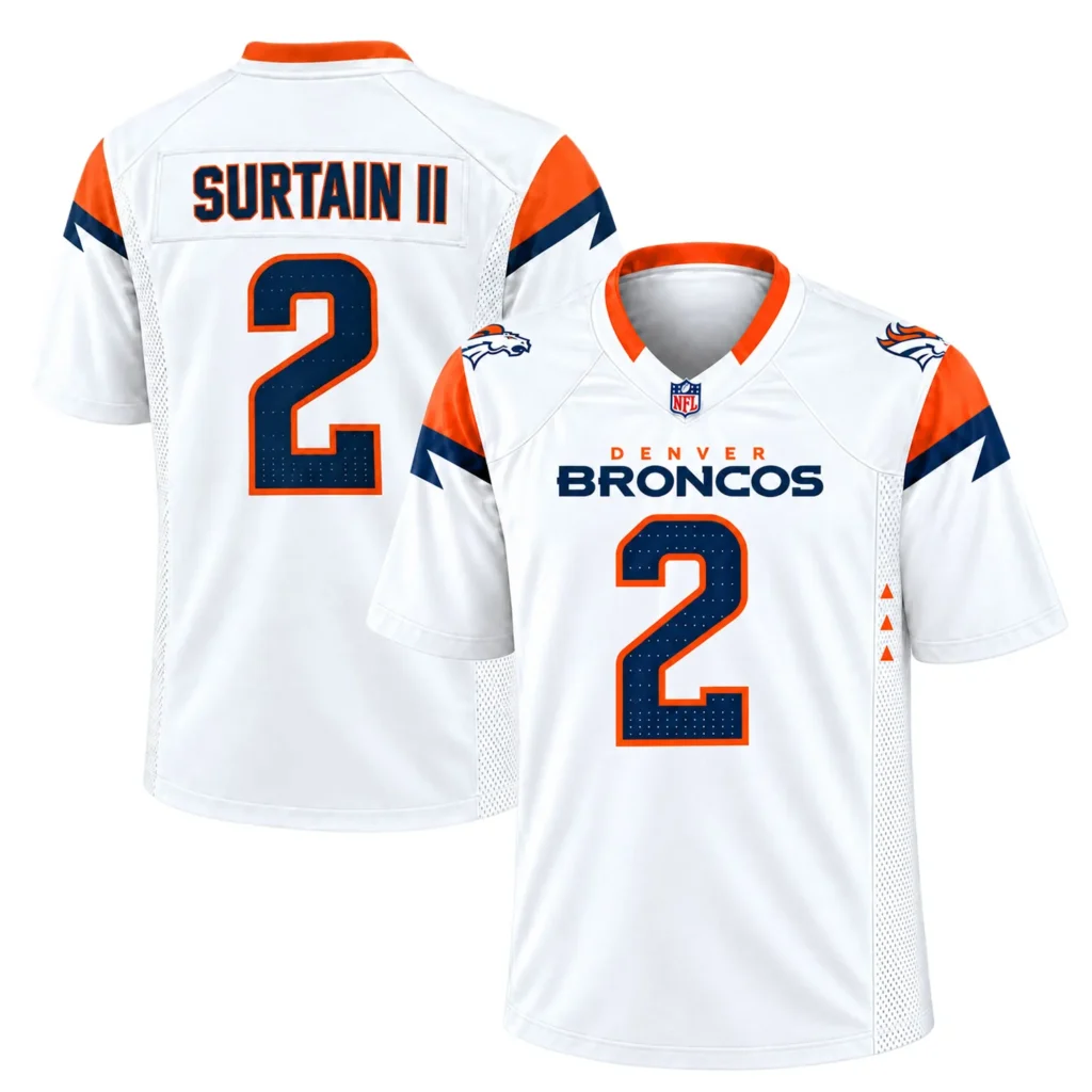 Broncos White Jersey Patrick Surtain II Dazzling Wear
