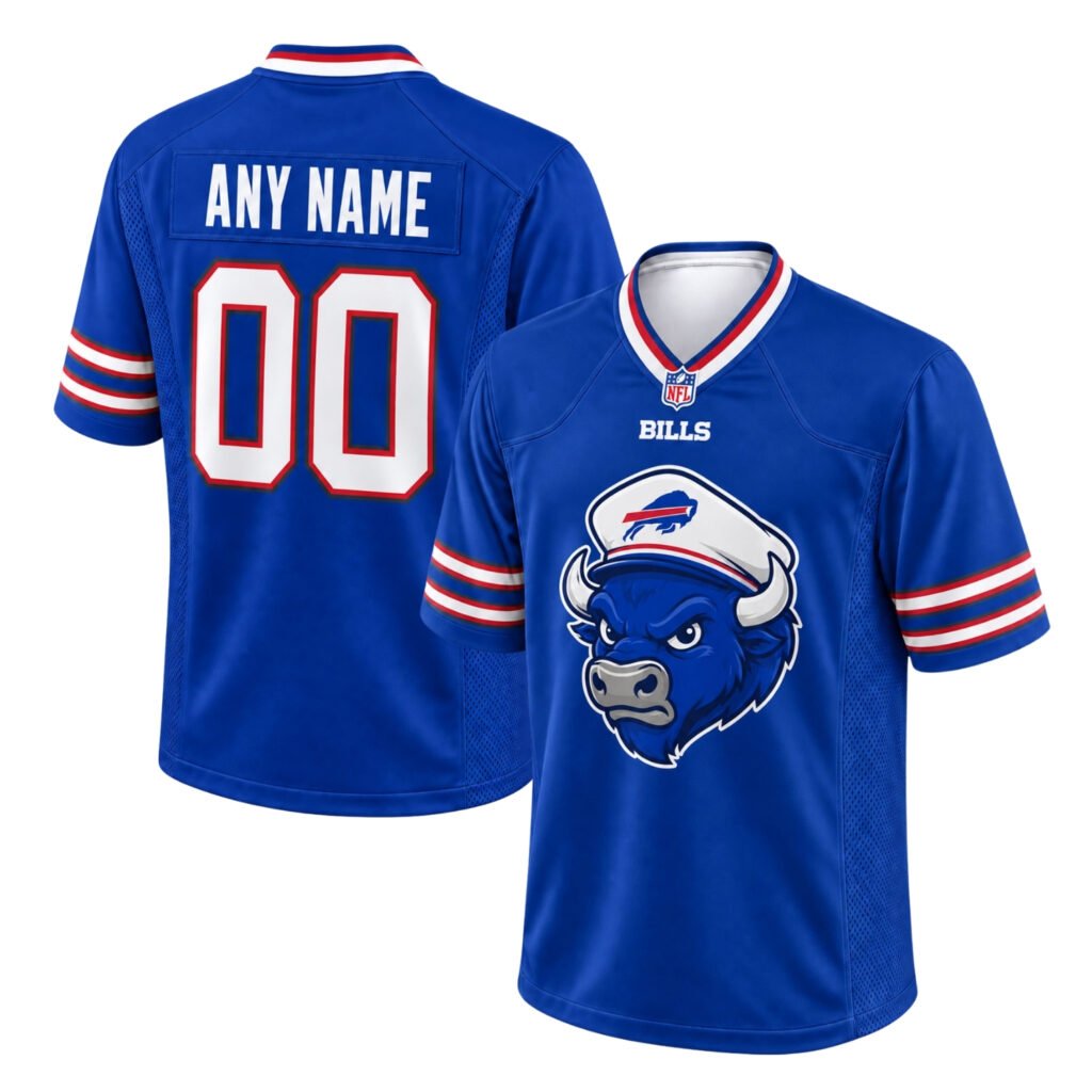 Buffalo Bills Royal Blue Jersey Amazing Mascot Design