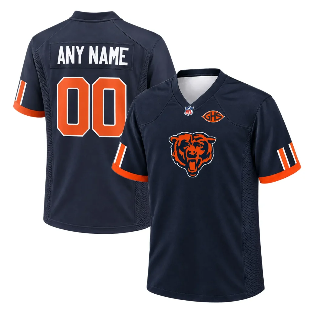 Chicago Bears Jersey Logo – Bold Custom Name and Number Navy Fan Apparel