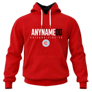 Chicago Fire Red Pullover Hoodie Custom Name and Number Bold Team Apparel