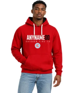 Chicago Fire Red Pullover Hoodie Custom Name and Number Bold Team Apparel