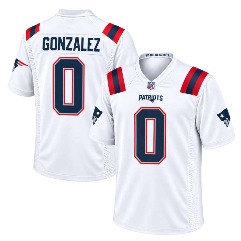 Christian Gonzalez Patriots Jersey Bold White Game