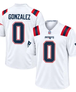 Christian Gonzalez Patriots Jersey Bold White Game