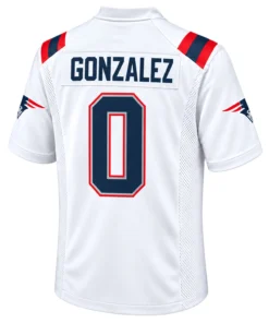 Christian Gonzalez Patriots Jersey Bold White Game