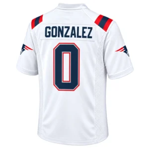 Christian Gonzalez Patriots Jersey Bold White Game