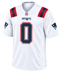 Christian Gonzalez Patriots Jersey Bold White Game